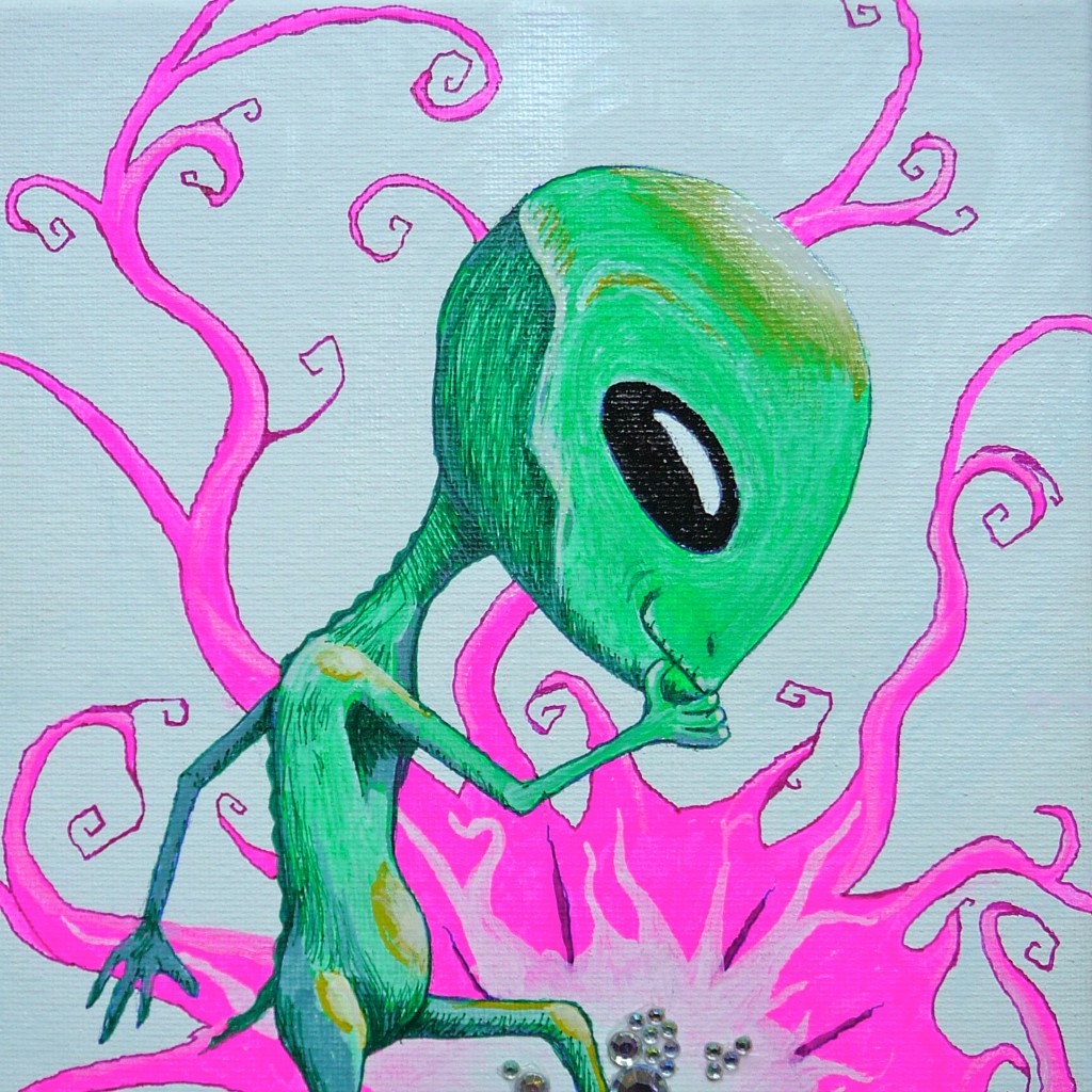 Gaga Alien in Pink and Green Paint Marker